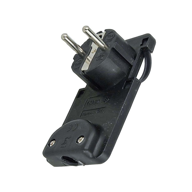 Pack of 2 Space-Saving Flat Schuko Plugs, 90 Degree Cable