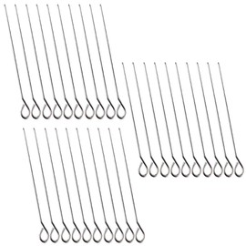 30pcs Stainless Steel Skewers Reusable Metal Skewers Turkey Lacers Meat Skewer Tool Roast Duck Needle BBQ Cooking Accessories