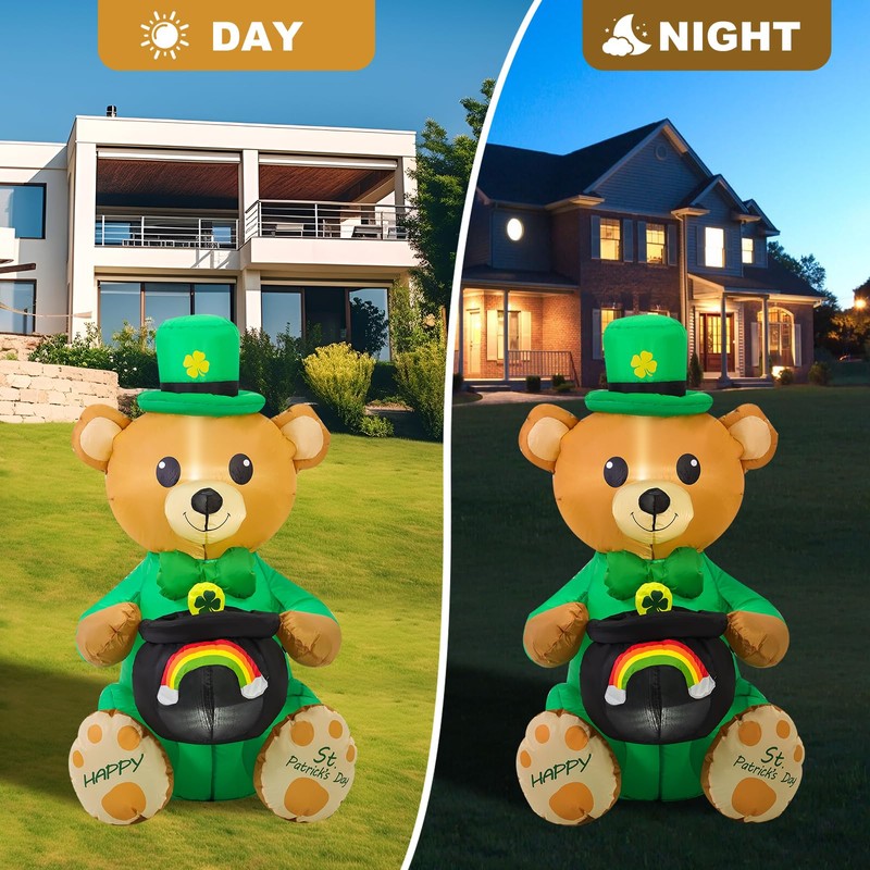 SHDEJTG 4 Ft St Patricks Day Inflatables Outdoor Decorations, Blow