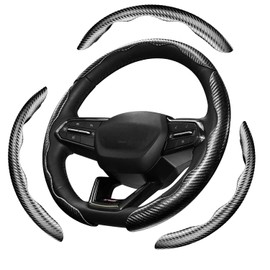 Car Carbon Fiber Steering Wheel Cover, 3pcs Segmented Anti-Slip Steering Wheel Protector for Men and Women, Suitable for 99% of Cars on The Market