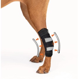 NeoAlly - Rear Leg Hock Brace with Metal Spring Strips, Dog Leg Brace for Rear Leg, Hock & Ankle Support, Rear Dog Leg Brace for Large Dogs, Long. (Left Leg, Small)