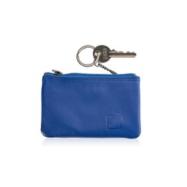 Josephine Osthoff Key Case Leather Women's Key Bag Coin Purse Key Case Key Ring Case Men's Mini with Credit Cards RFID Protection (973), royal, Key case