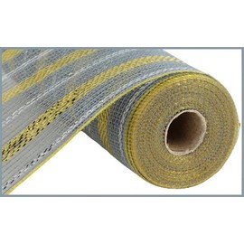 10.25"X10yd Poly/Faux Jute/Metallic Mesh, Grey/Silver/Gold