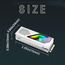 Baotkere RGB Sync M.2 NVMe SSD Heatsink with Bulit-in Fan and Thermal Pad, Ultra Cooling Performance with Stylish LED and Transparent Lens