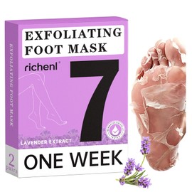 RICHENL Foot Peel Mask - Results in 7 Days Foot Peeling Mask Socks for Hard Skin, Dry Cracked Feet Exfoliating Callus Remover & Moisturising Socks for Soft, Smooth Feet - Lavender Extract,2 Pairs