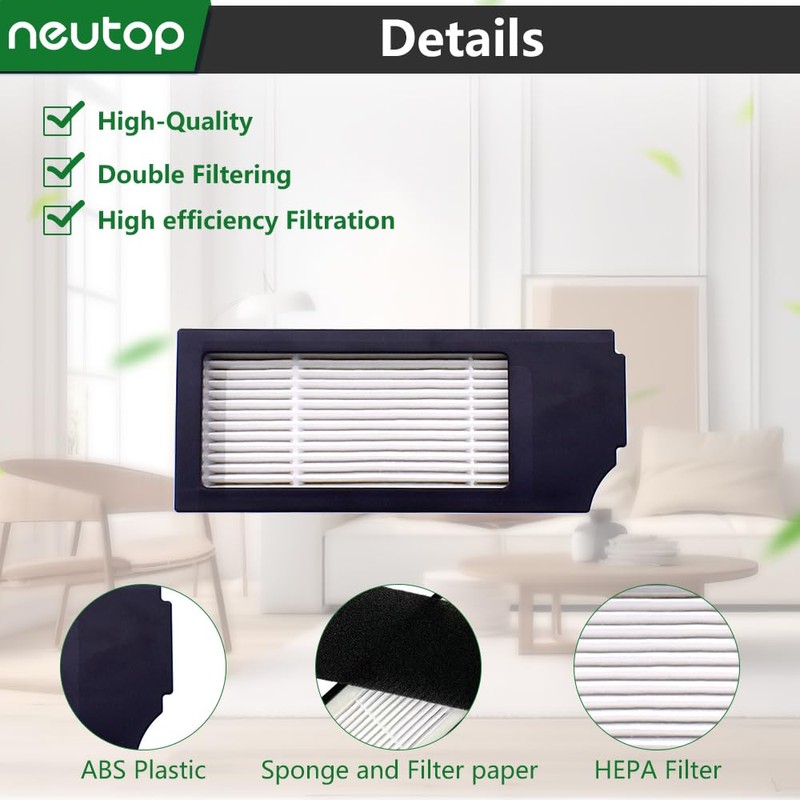 Neutop Replacement Filter Sets Compatible with Ecovacs Deebot X1 Plus,