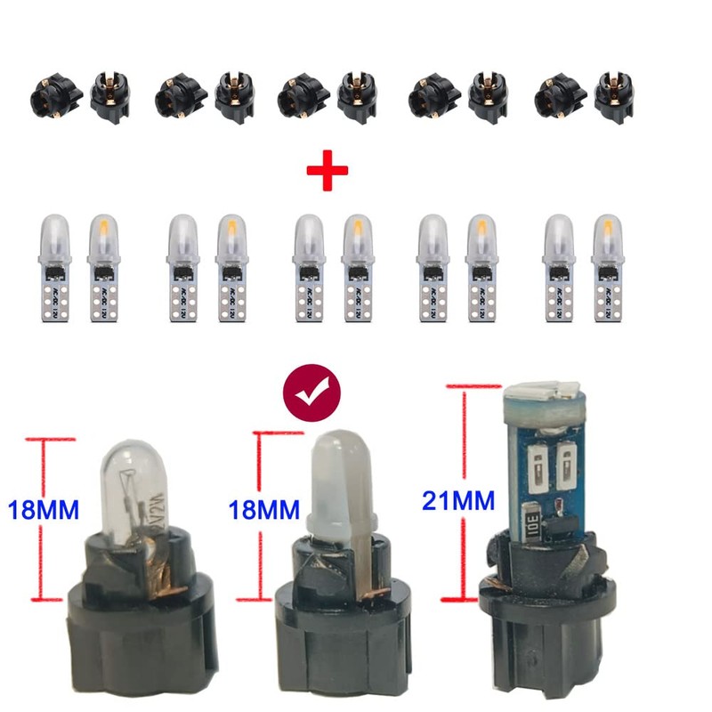 WeiXuan 10pcs DC 12V T5 LED Car Bulbs with Twist
