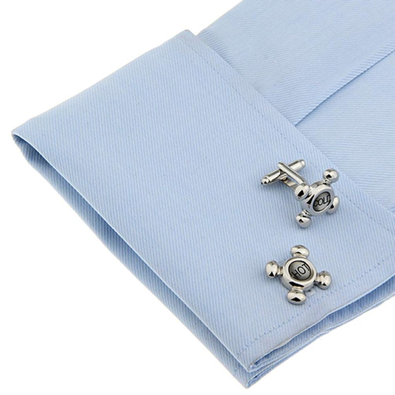 Faucet Cufflinks Hot Cold Taps for Plumber Plumbers Cuff Links