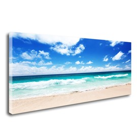 FC1450 Canvas Prints Wall Art Seychelles Beach Ocean Waves Nature Seascape Picture Paintings Artwork Prints Framed Ready to Hang for Home Office Bedroom Living Room Bathroom Kitchen Wall Decor