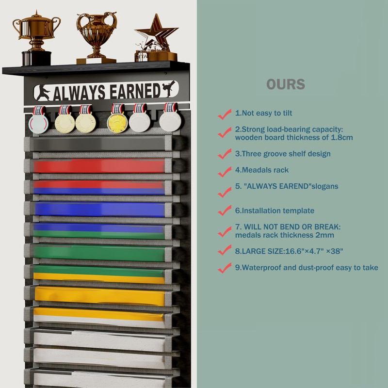 3 in 1 Karate and 12 Belts Taekwondo Belt Display
