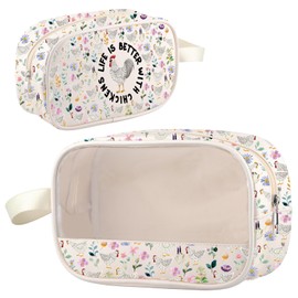 Chicken Clear Makeup Bag Life is Just Better with Chickens Gifts Chicken Lady Cosmetic Bag Chicken Zipper Bag (with Chicken clear2)