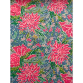 Lilly Pulitzer Slub Cotton Fabric Print Zanzibar Blue Bunny Business   36"x 60”