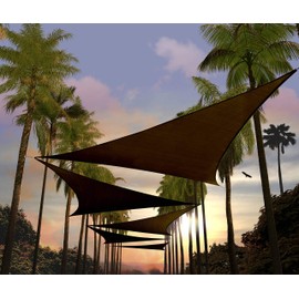 Amgo 10' x 10' x 10' Brown Triangle Sun Shade Sail Outdoor Canopy Awning UPF50+ AGTAPT10, 95% UV Blockage, Water & Air Permeable, Commercial Standard Heavy Duty (We Make Custom Size)