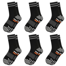 Comfoex Boys Socks Crew Socks For Kids 6-8 4-6 8-10 Years Old Athletic Calf Half Cushioned Cotton Long Socks 6 Pairs