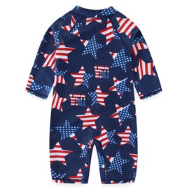 Erdawum Baby Boy Swimsuit Rash Guard Toddler One Piece Bathing Suit Infant Swimwear UPF 50+（USA Flag，0-3Months）