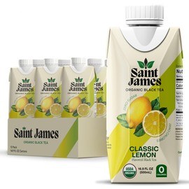 Saint James Organic Black Tea, Classic Lemon, Zero Sugar, Kosher, USDA Certified Organic, 16.9 Fluid Ounce (Pack of 12)