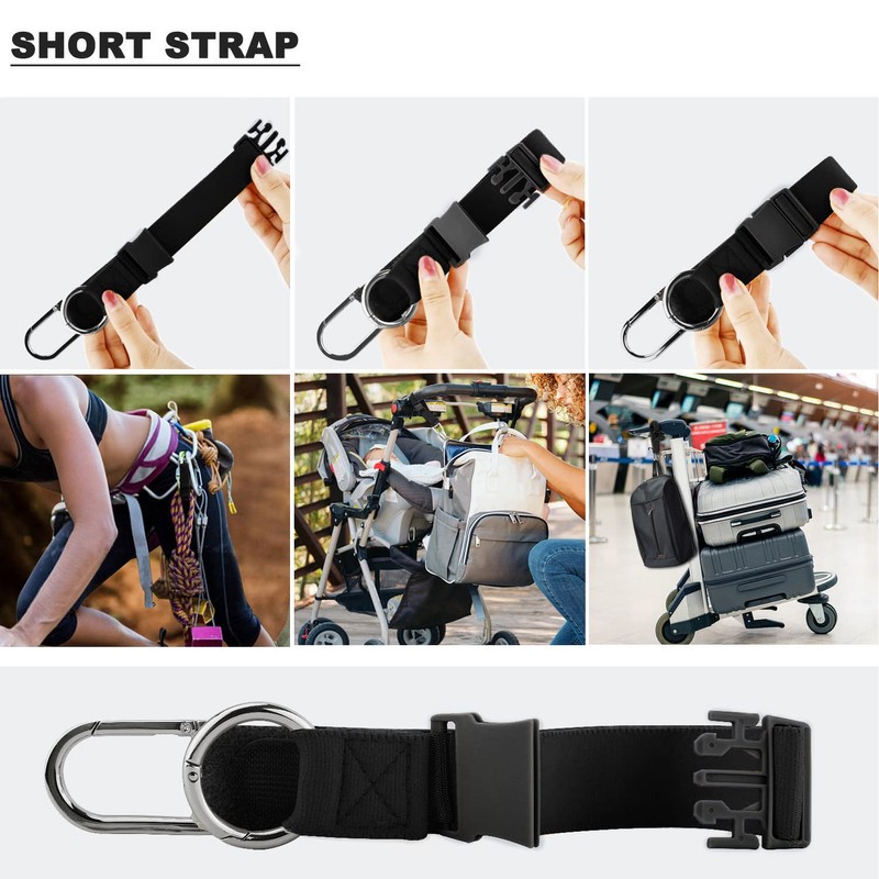 Elastic Jacket Gripper Travel Strap with D-Ring Hooks and Buckle,