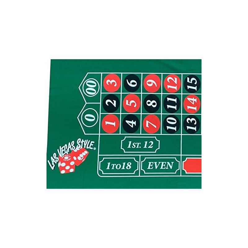 Great New Casino Roulette Green Felt Layout 36" X 72