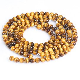 Natural Stone Yellow Tiger Eye Beads Gemstone Beads for Jewellery Making, 8 mm Polished Round Smooth Crystals Gemstones Stone Beads for Bracelets Chains DIY Jewellery Crafts
