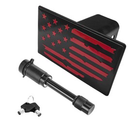 NYTKL Tow Hitch Cover, American Flag Metal Trailer Hitch Cover with 5/8-Inch Pin Bolt, Heavy Lockable USA Flag Truck Towing Hitch Covers for 2 inch Receivers, Car Accessories (Red)