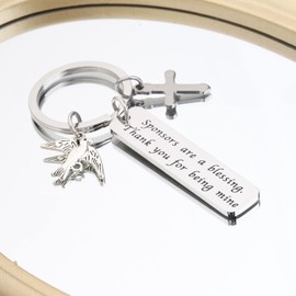 SEIRAA Confirmation Sponsor Thank You Gift Catholic Mentor Gift Thank You For Being Mine Keychain Jewelry for Godparents Godmother