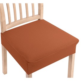 Smiry Stretch Jacquard Seat Covers for Dining Room Chairs Set of 6, Removable Washable Chair Seat Protector Slipcovers, No Rear Covers, Rust