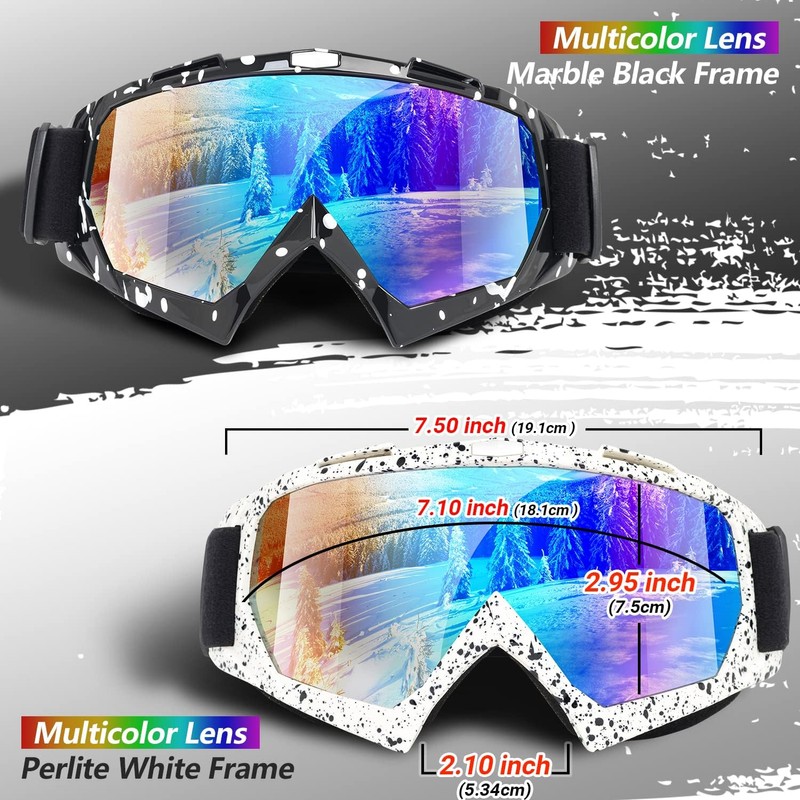 ZANZER Adult Ski Goggles, 2-Pack Snowboard Goggles for Youth, Teens,