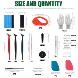 Keadic 47Pcs Car Vinyl Wrap Tool Kits, Felt Squeegees with Spare Fabric Felts, Vinyl Graphic Magnet Holders, Gloves, Zippy Vinyl Cutter, Utility Knife and Blades, Micro Squeegees and Storage Box