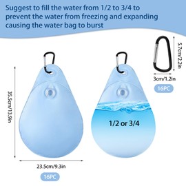 Pack of 16 Hanging Bags for Winter Pool Cover, Pool Cover, Weights Water Bag with Hooks, Thick PVC Pool Cover, Hanging Bag for Above Ground Swimming Pools