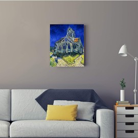 A&T ARTWORK The Church at Auvers by Vincent Van Gogh. The World Classic Art Reproductions, Giclee Canvas Prints Wall Art for Home Decor, 16x20 inches