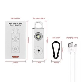 Siren Self Defense for Women - Personal Alarm for Women, Children, & Elderly - Recommended by Police - 130 dB Loud Self Defense Keychain Siren with LED Strobe Light (White)