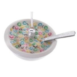 The Bridge Collection Colorful Cereal Ornament - Breakfast Food Christmas Tree Ornaments - Cereal Bowl Christmas Ornament - Fruit Rings Cereal Ornaments for Foodies