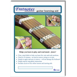 FRETNOTE Stickers for Guitar - 6-String RH Fretboard Notes (25 Labels) with Online Learning Aids