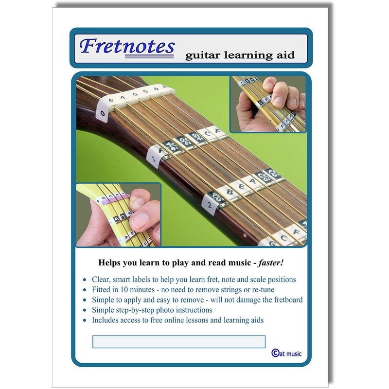 FRETNOTE Stickers for Guitar - 6-String RH Fretboard Notes (25