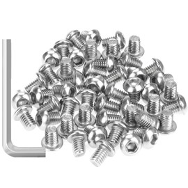 35 Pieces M6 x 8mm Button Head Socket Cap Screws, Thread Pitch 1.0mm, Sutemribor M6 Screws, 304 Stainless Steel, Fully Threaded, Silver