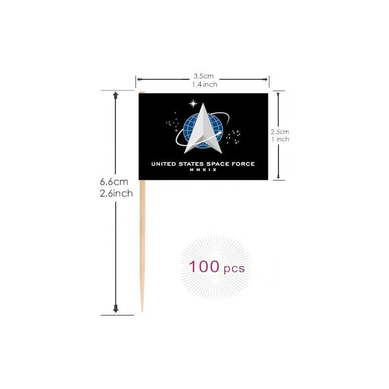 100 Pcs USA Space Force Toothpicks Flag Small Mini Cocktail