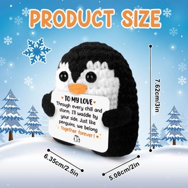 Tiny Detalles Mini Positive Crochet Penguin for Wedding, Birthday, for Couple, I Love You Forever Crocheted Animals, for Him Her, Husband Wife on Christmas Valentine's Day