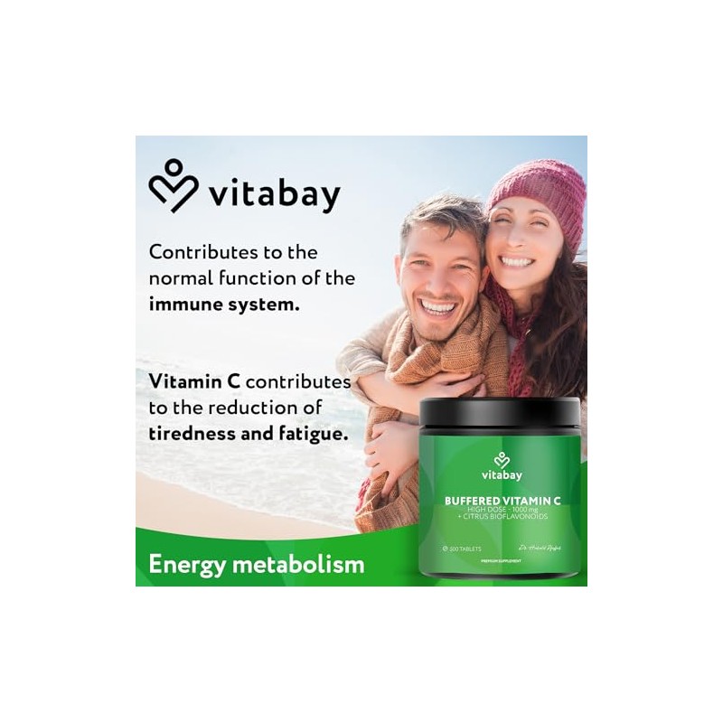 Vitabay Vitamin C 1000mg - 500 Vegan Slow Release Vitamin