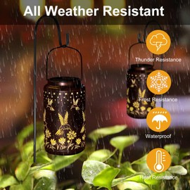 Fastruggle Solar Lanterns Outdoor Waterproof Hanging Hummingbird Solar Lights Christmas Lights Decorations Gifts for Women Mom Grandma LED Lanterns Garden Decor Outside for Yard, Patio, Backyard