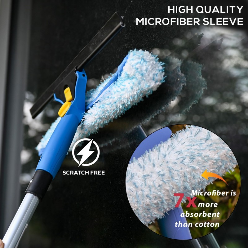Kleen Handler Professional 2-in-1 Squeegee for Window Cleaning Tool Combo