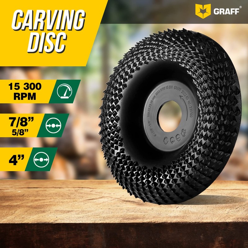 GRAFF Wood Carving Disc for Angle Grinder 4 Inch -