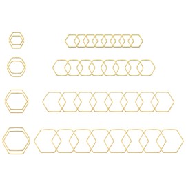 PATIKIL 40pcs Open Bezel 4 Sizes Hexagon Resin Bezel Charm Pendant Open Back Bezel Alloy Hollow Frame Bulk for Resin Crafts Making Gold Tone