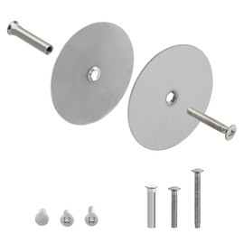 NAUBEA 2 Pack Door Hole Cover Plate Brushed Satin Nickel Deadbolt Cover Plate 2 5/8" Diameter Round Door Knob Hole Filler Plate, 1" and 1.5" Screws, Reinforcer Locks and Doors for Home Security