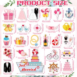 Fabbay 25 Pcs Wedding Fridge Magnet Carnival Cruise Decor Magnetic Stickers Honeymoon Souvenirs Gifts Just Married Refrigerator Magnets for Fridge Laptop Locker Home Decoration Accessories