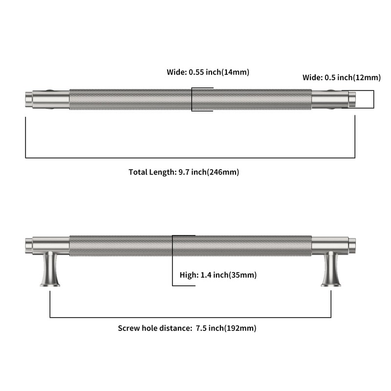 Asidrama 10 Pack 7.5 Inch(192mm) Brushed Satin Nickel Kitchen Cabinet