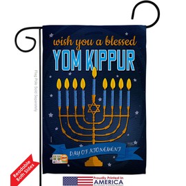 Breeze Decor Blessed Yom Kippur Garden Flag Pack The Day of Atonement in Judaism Repentance Prayer Support Our Troops House Decoration Banner Small Yard Gift Double-Sided, 13"x 18.5", Thick Fabric
