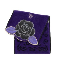 Anna Sui 109338-0001 Pocket Towel, Rose Applique, 100% Cotton, Rose Sanitary Pouch, Women's, Hand Towel, Approx. 5.51 x 11.02 inches (14 x 28 cm), purple