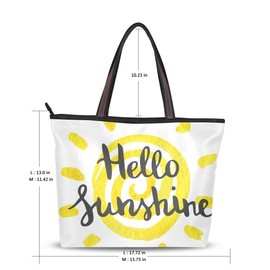 Beach Bag Hello Sunshine Partern Large Tote Top Handle Shoulder Bags