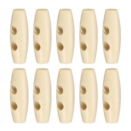 HARFINGTON 10pcs Wooden Toggle Buttons 30mm / 1.2" Wood Olive Sewing Buttons 2-Hole Wood Horn Oval Buttons Sewing Accessories for Coat Sweaters Clothing DIY Craft, Natural Color