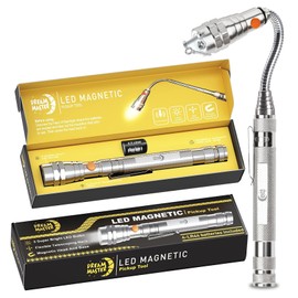 Magnetic Pickup Tool, Gifts for Men, Telescoping Magnet Flashlight, Gifts Idea & Stocking Stuffers for Men, Teen Boys, Mechanic, Boyfriend, Christmas Gifts for Dad, Husband, Father, Silver